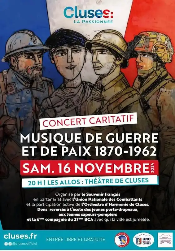 Cluses — Musique de guerre et de paix au programme d’un concert généreux  au profit de l’école de porte-drapeaux - affiche-concert-caritatif-profit-actions-souvenir-francais