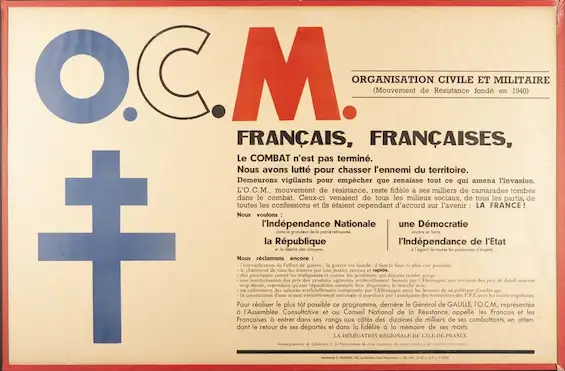 Affiche de l'Organisation civile et militaire (O.C.M.)