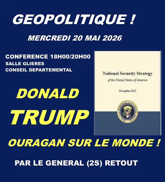 Près de 40 personnes ont assisté à cette Conférence avec le général de division (2S) Richard RETOUT et ont particulièrement apprécié cette analyse géopolitique consacrée aux États-Unis et à leur président.