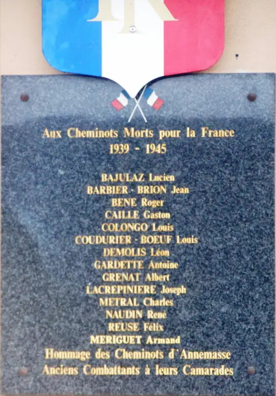 Hommage des Cheminots d'Annemasse Anciens Combattants à leurs Camarades mort pour la France entre 1939 et 1945