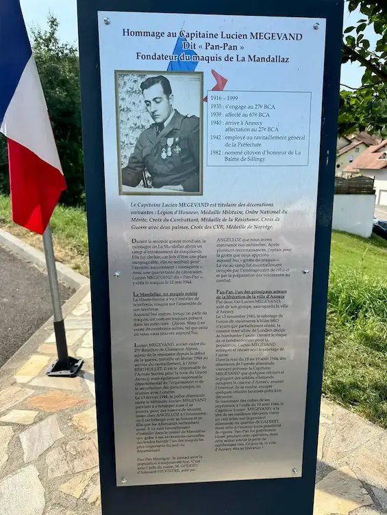 La Balme-de-Sillingy — Stèle du Capitaine Lucien Mégavand dit Pan-pan chef du Maquis de La Mandallaz