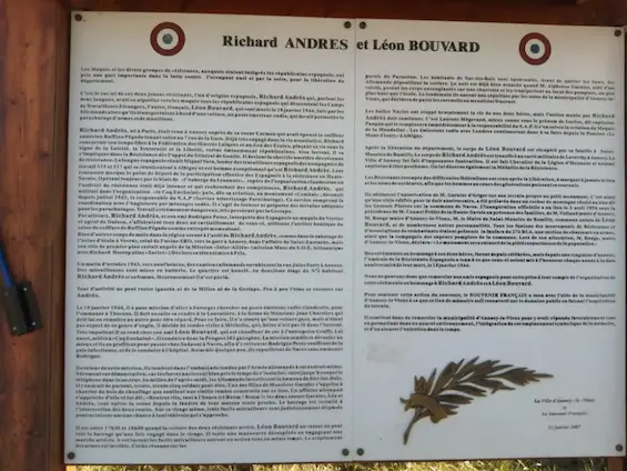 Le 18 janvier 1944, dénoncé à l’occupant par des collaborateurs locaux, Richard Andrès est tué avec son chauffeur Léon Bouvard, par les Allemands au lieu dit 