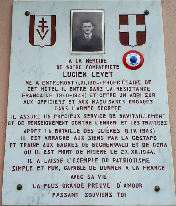 Entremont — Plaque Lucien Levet