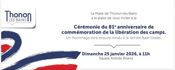 31587,Invitation Cérémonie du 25 janvier 2026 - Journée internationale dédiée à la mémoire des victimes de la Shoah,