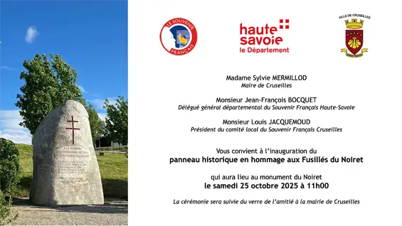 Inauguration panneau historique des Fusillés du Noiret le samedi 25.10.2025 à 11h00