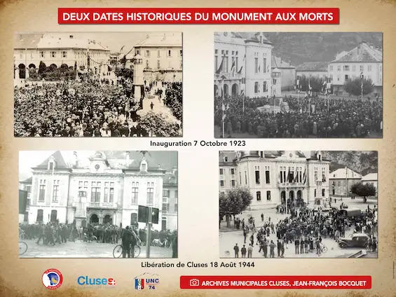 Deux dates historiques du monument aux morts de Cluses