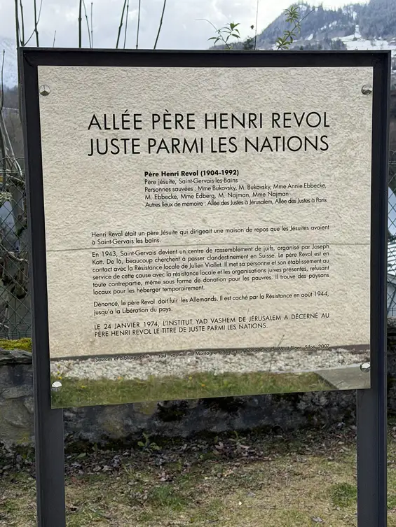 Saint-Gervais — Plaque Allée Henri Revol, Juste parmi les nations