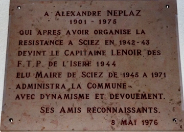 Sciez — Plaque Alexandre Néplaz