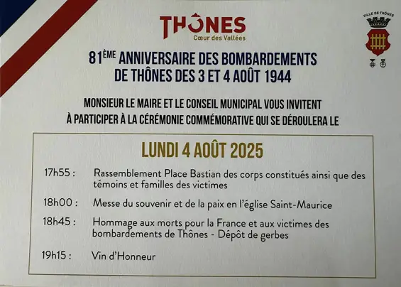 Thônes — Stèle bombardement des 3 et 4 août 1944