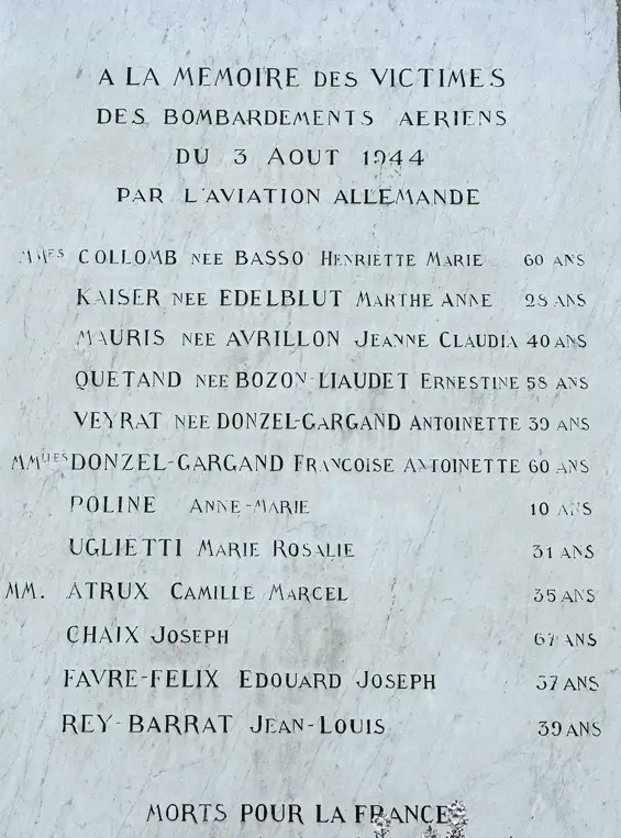 Thônes  — Cérémonie de célébration du 81[e]anniversaire des bombardements des 3 et 4 août 1944