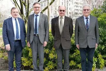 L’UDAC change de statuts et de nom - Antoine de Menthon, Raymond Mudry, Jacques Encrenaz et Jacky Haudiquert ont pris les rênes de l’association. Photo Le DL /Roland MANGIAROTTI